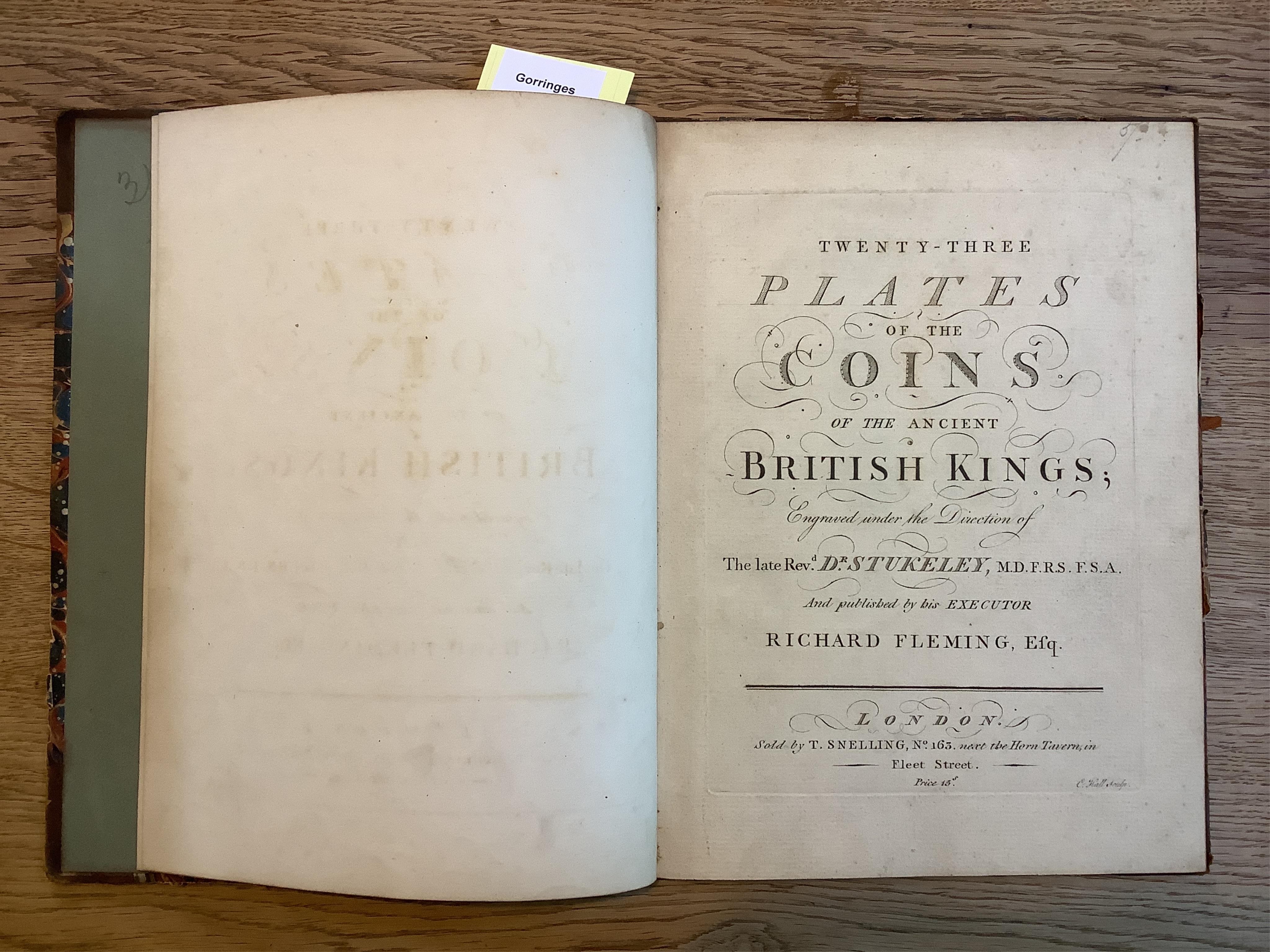 Stukeley, Dr, William. Twenty-three plates of the coins of the ancient British Kings; engraved under the direction of the late Revd Dr. Stuckeley...London n.d (circa 1765)